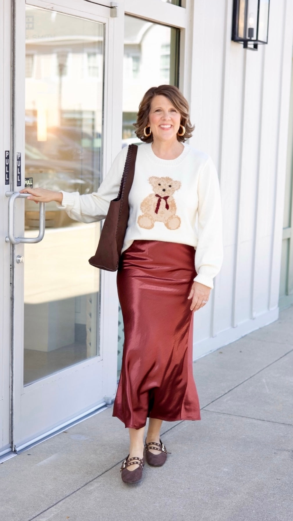 Sierra Satin Long Skirt - Burgundy