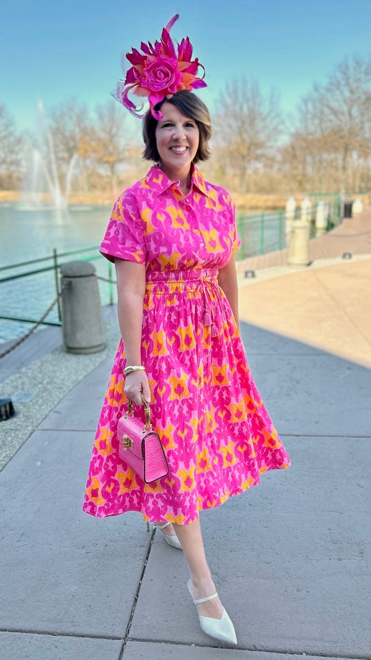 Ivy Jane Ikat Shirt Dress - Pink