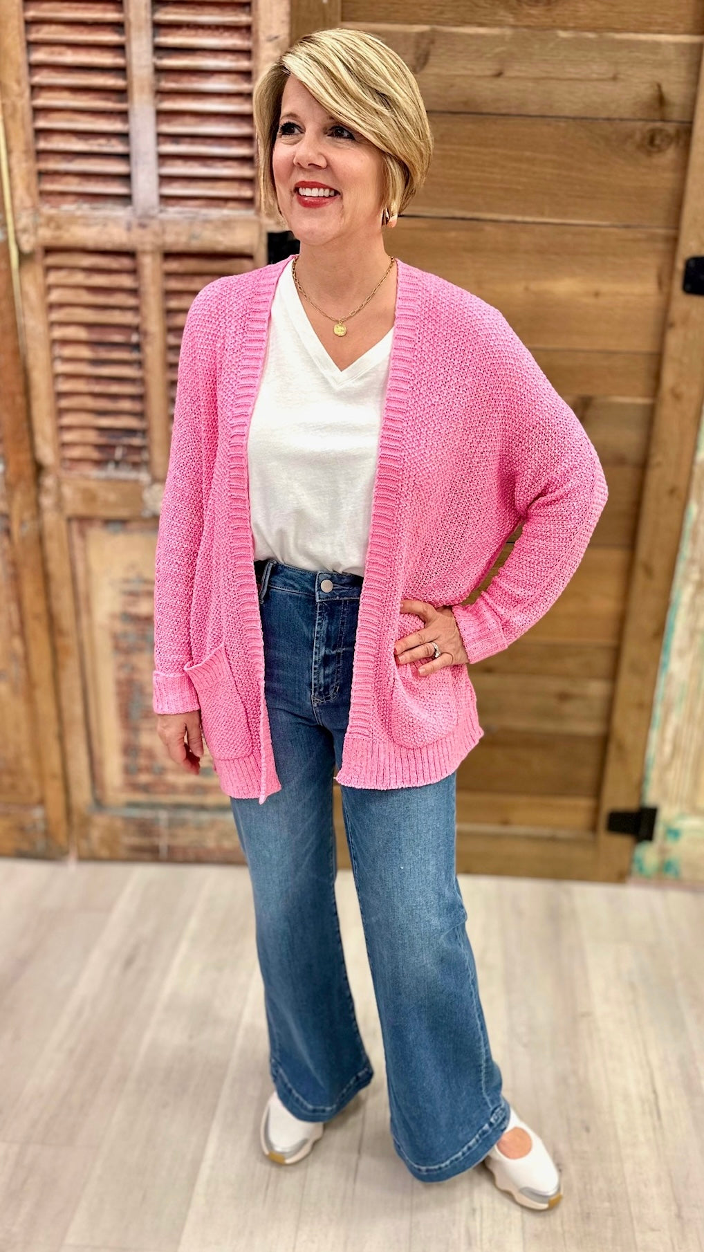 Slouch Knit Cardigan - Pink