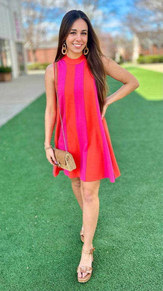 Sunset Tie Neck Dress