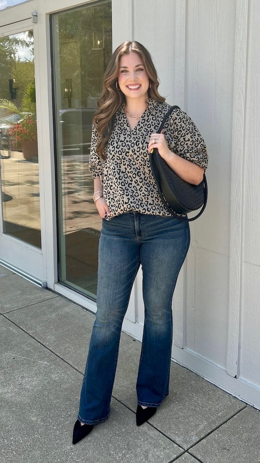 Dani Animal Print Dolman Sleeve Top - Oat