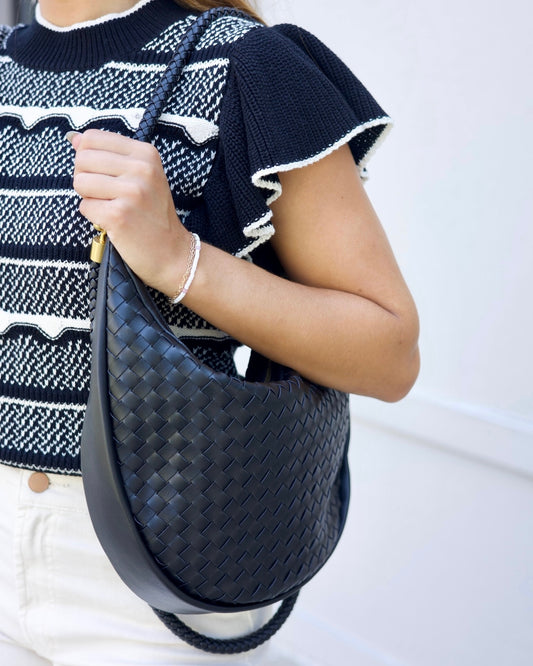 Black Woven Hobo Bag