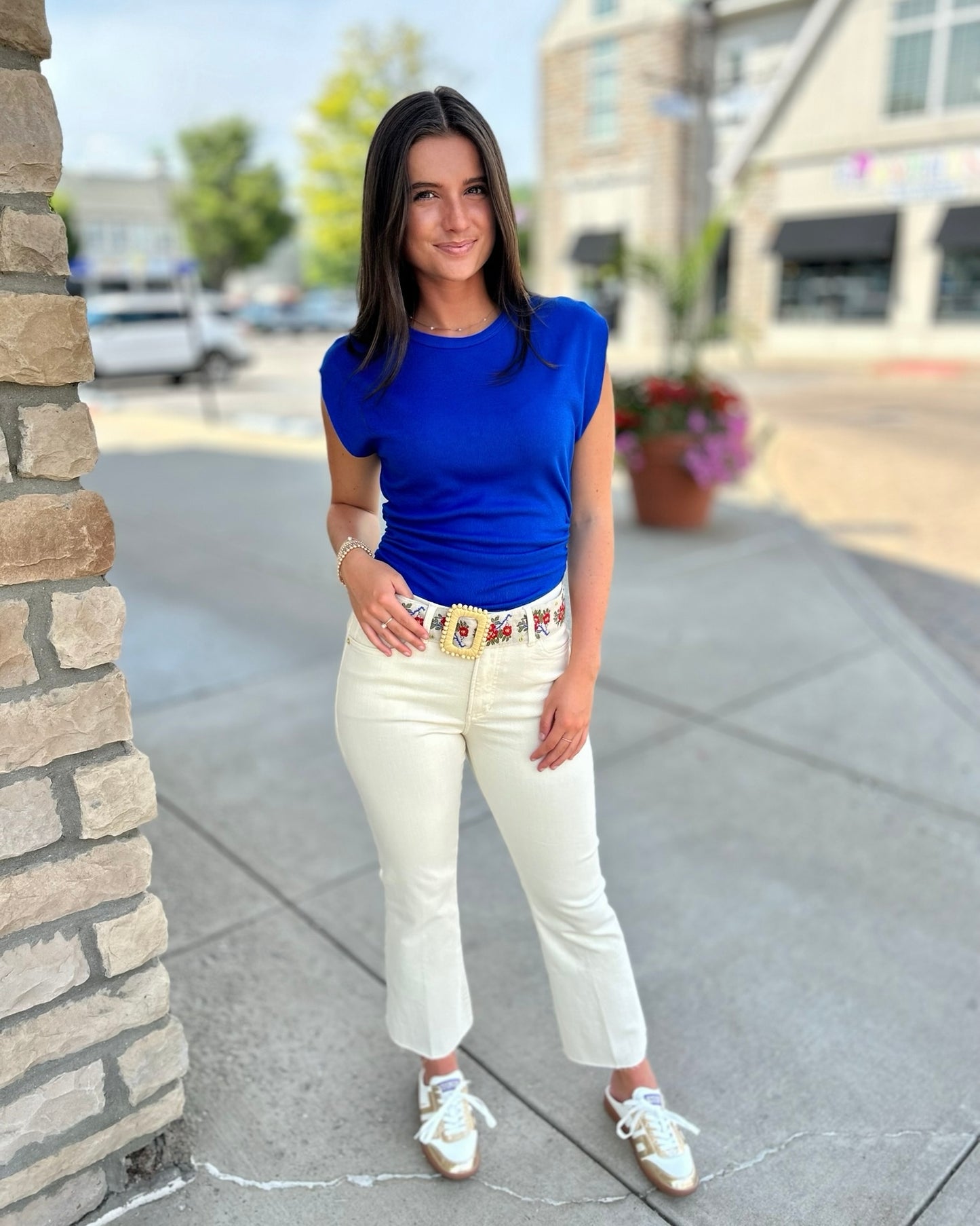 Taupe & Ruby Floral Belt