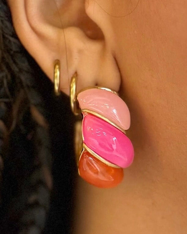 Pink Multi Hoop Earrings