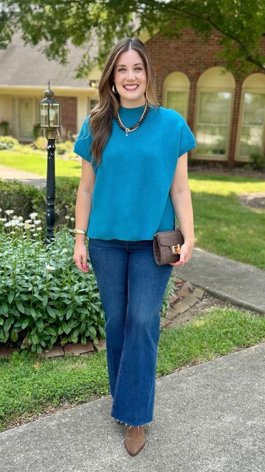 Paige Classico Sleeveless Sweater - Teal