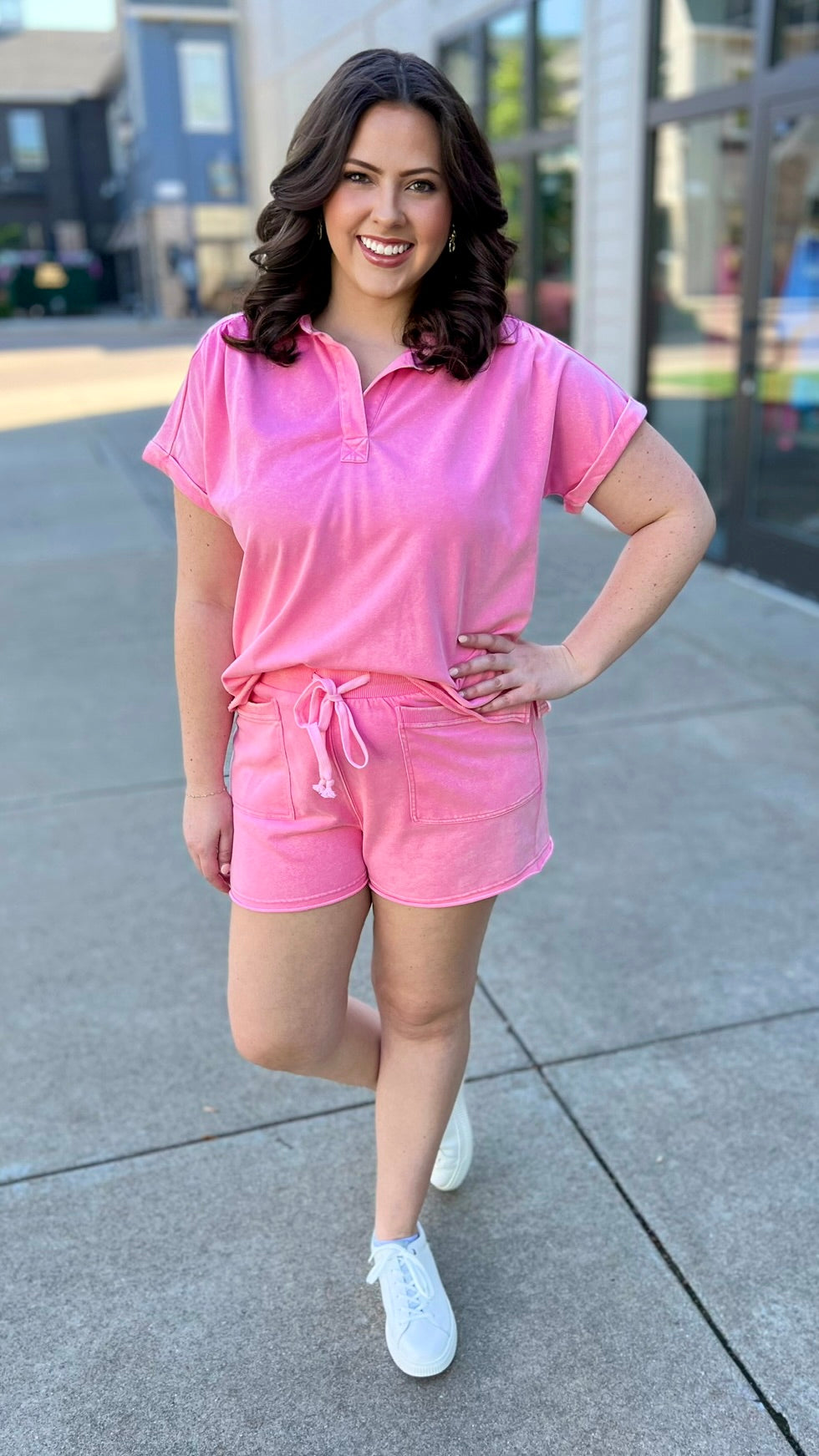 Tie Waist Lounge Shorts - Pink