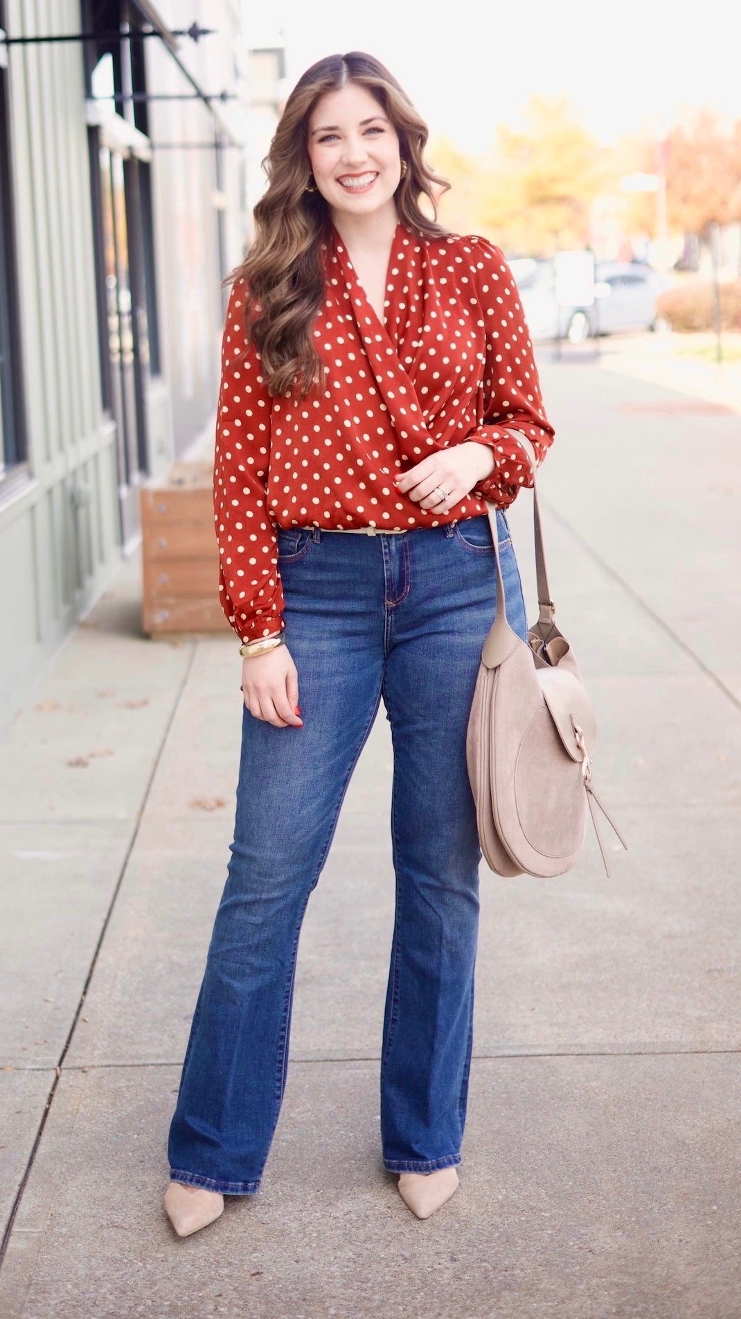 Penny Polka Dot Blouse - Cognac