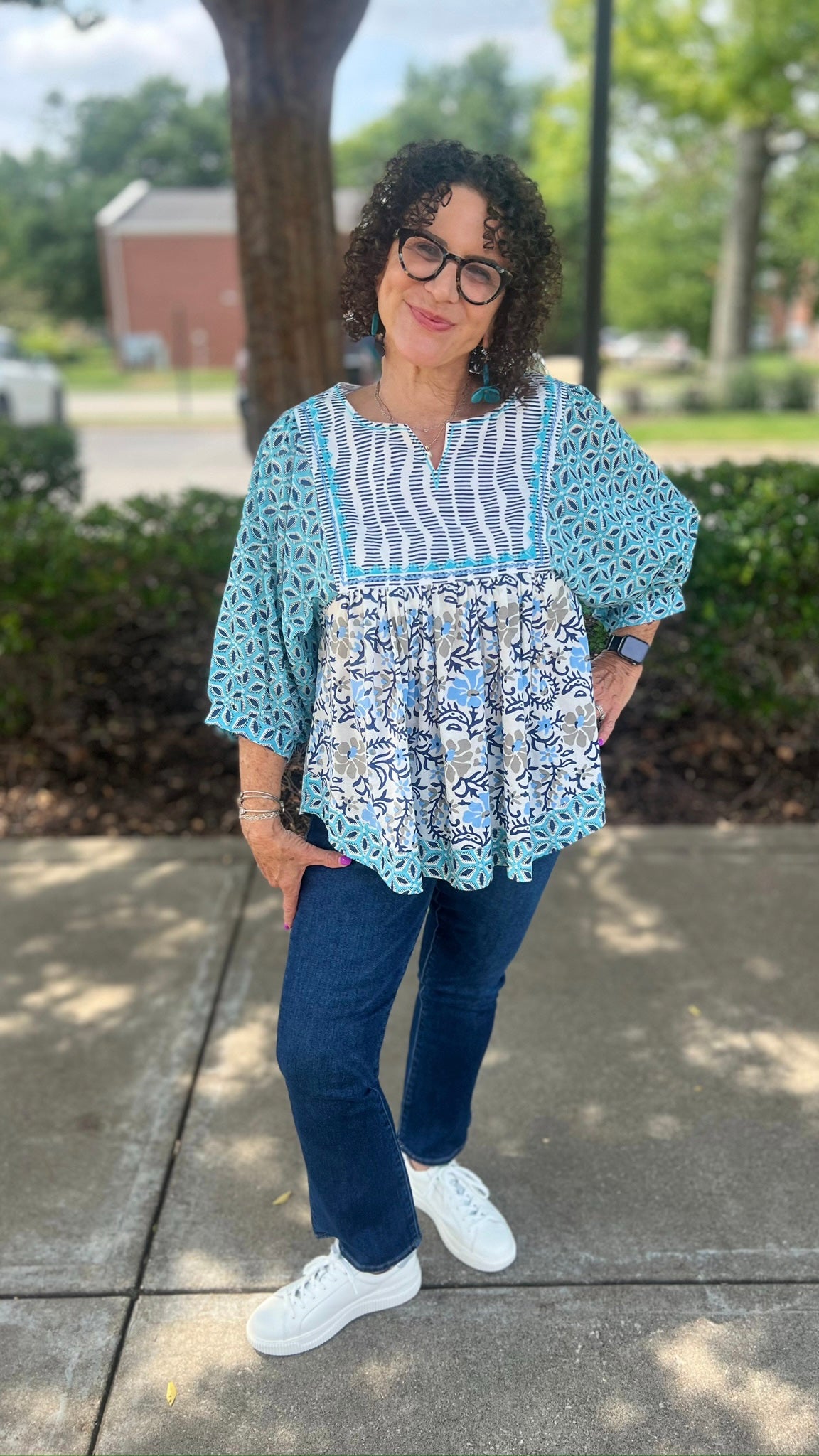 Ivy Jane Many Blues Babydoll Blouse