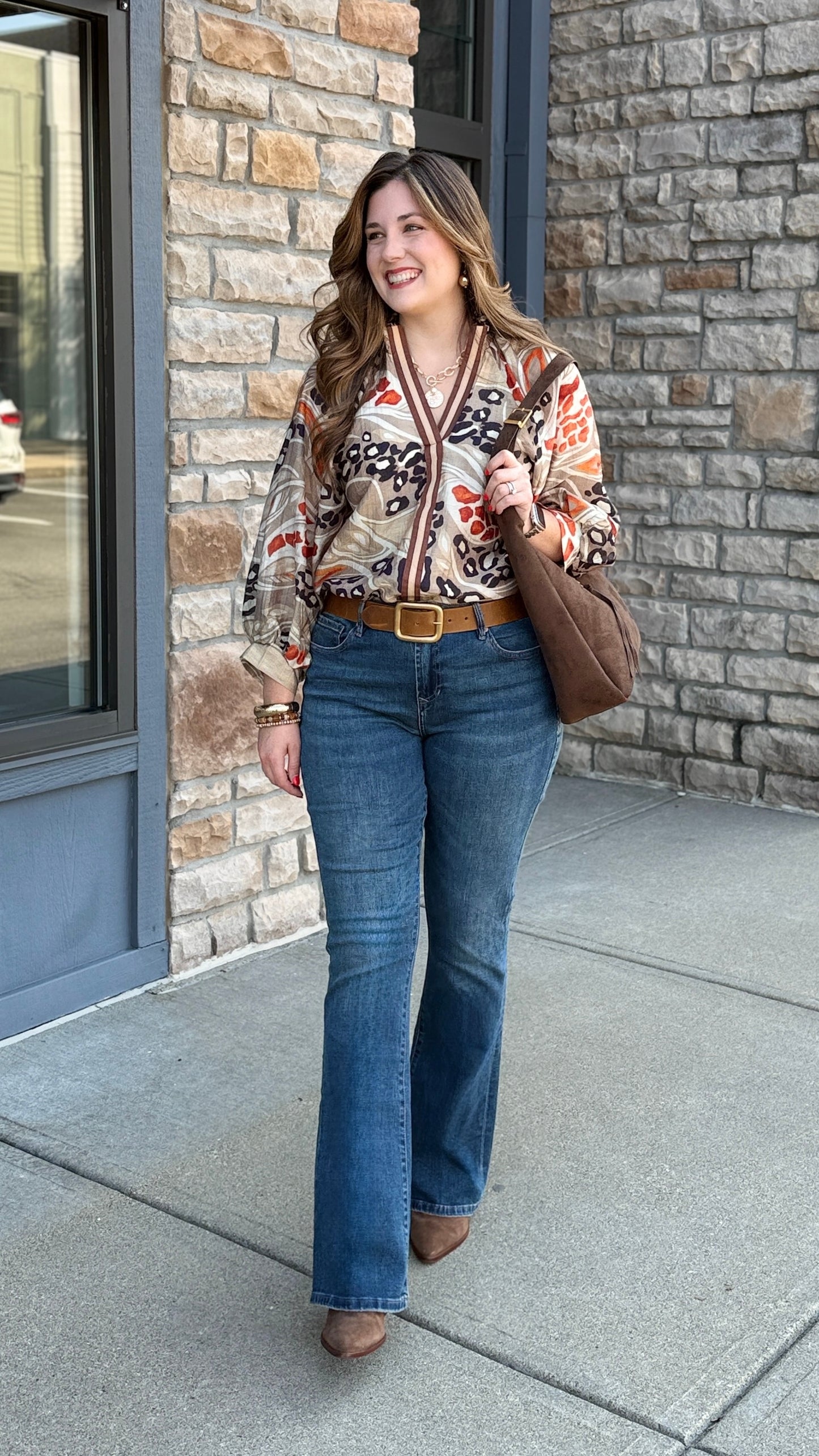 Roxanne Abstract Animal Print Top