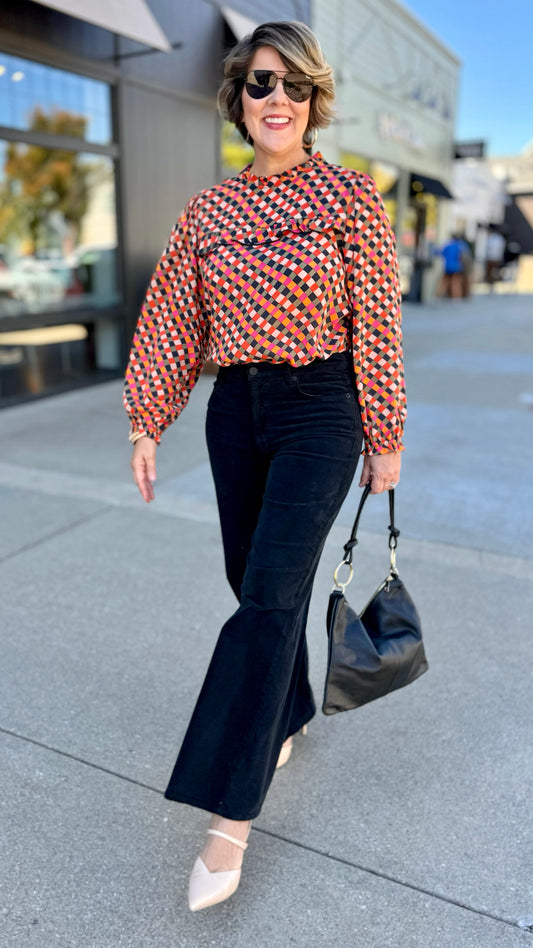 Ivy Jane Diamond Ruffle Trim Top