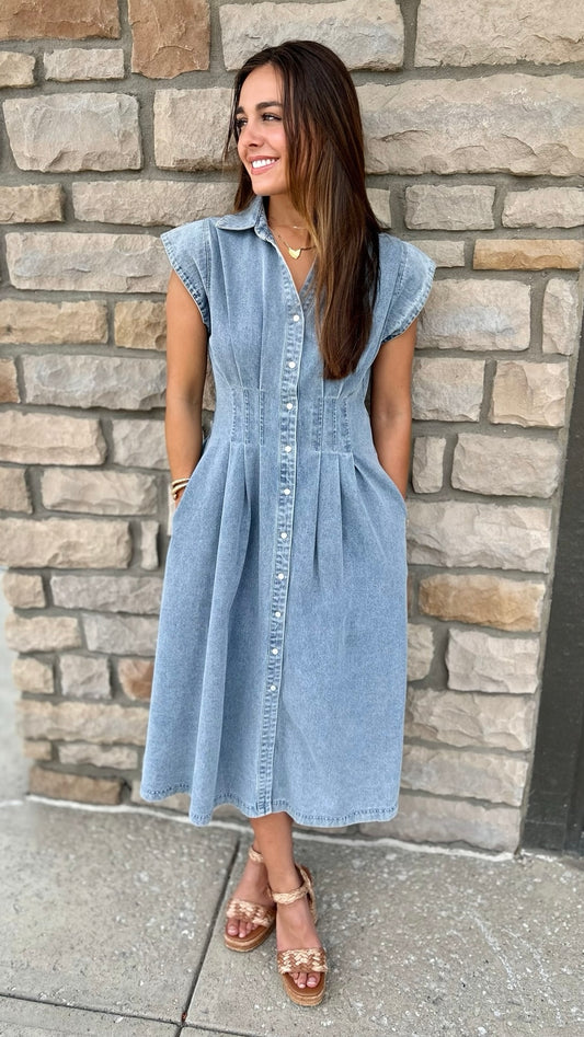 Belle Denim Midi Dress