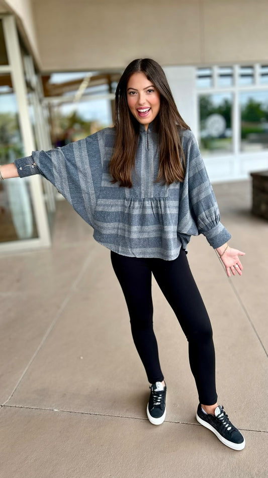 Ivy Jane Heather Stripe Popover Top