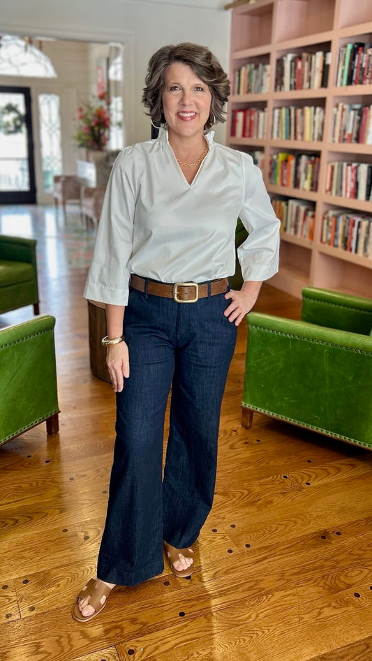 Ray Ruffle Neck Blouse - White