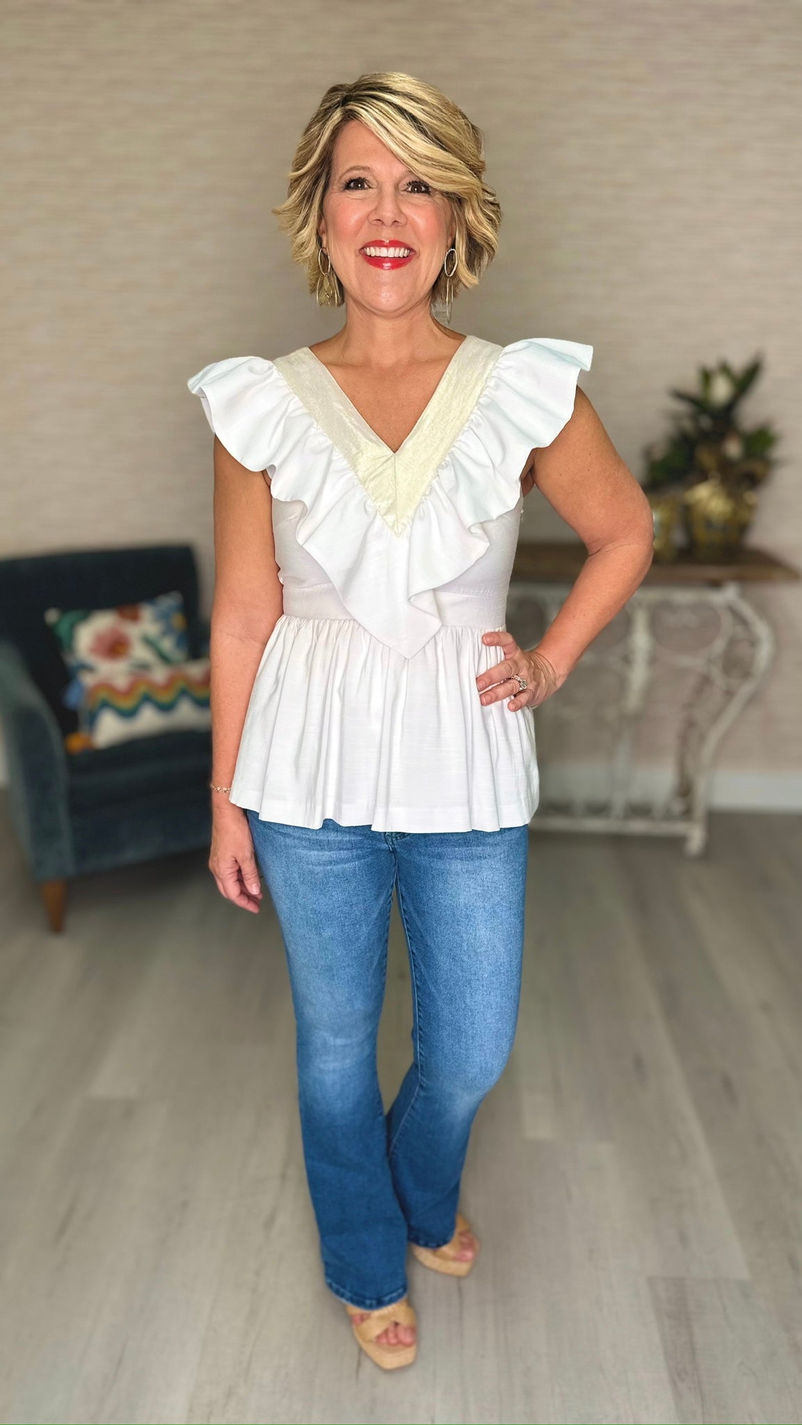 Emily McCarthy White Gold Camille Tank