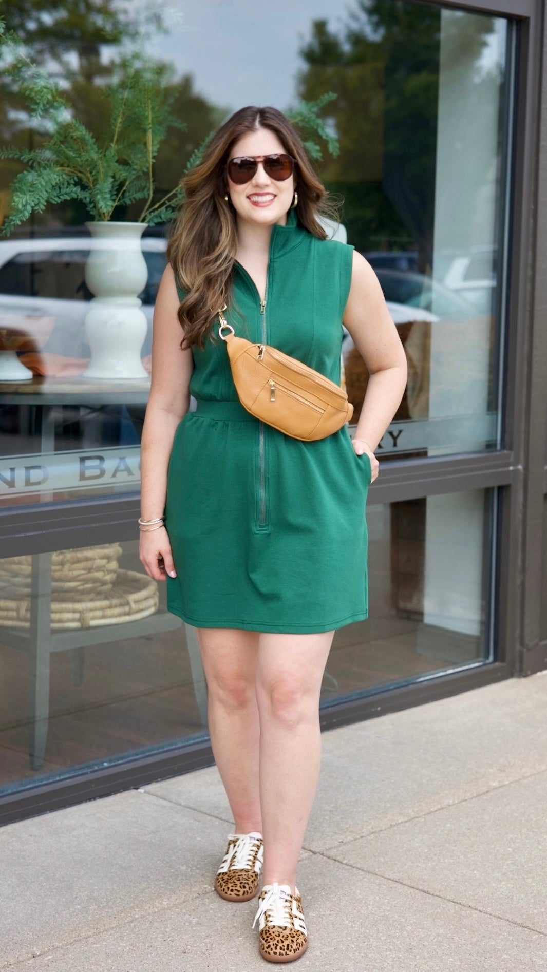 Liza Zip Athletic Dress - Hunter