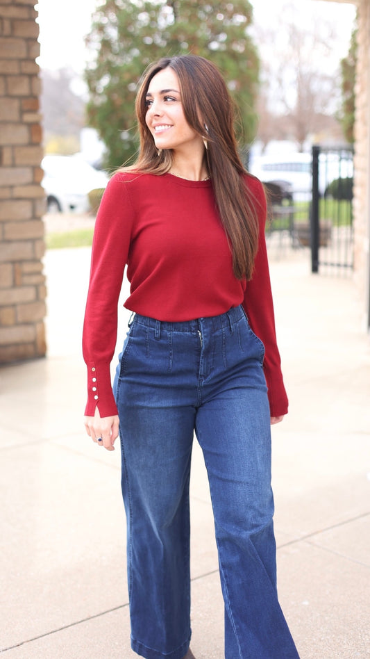 Gabbie Knit Top - Burgundy