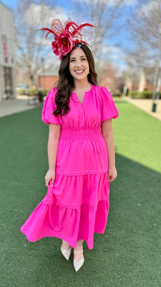 Summer Smocked Maxi Dress - Pink