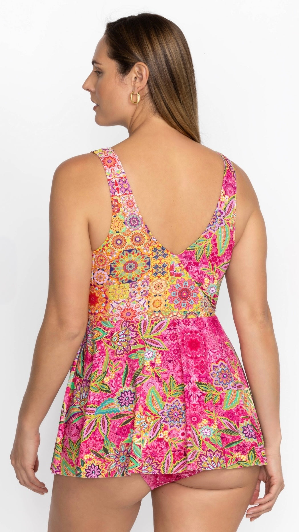 Johnny Was Flamingo And Kaleida Wrap Skirted One Piece