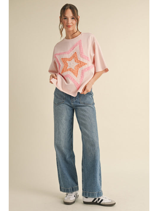 Star Applique Top - Blush
