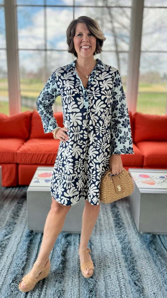 Mia Shirtmaker Midi Dress - Navy