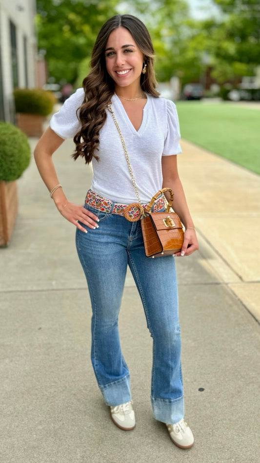 Michael Stars Quinn Puff Sleeve Top - White