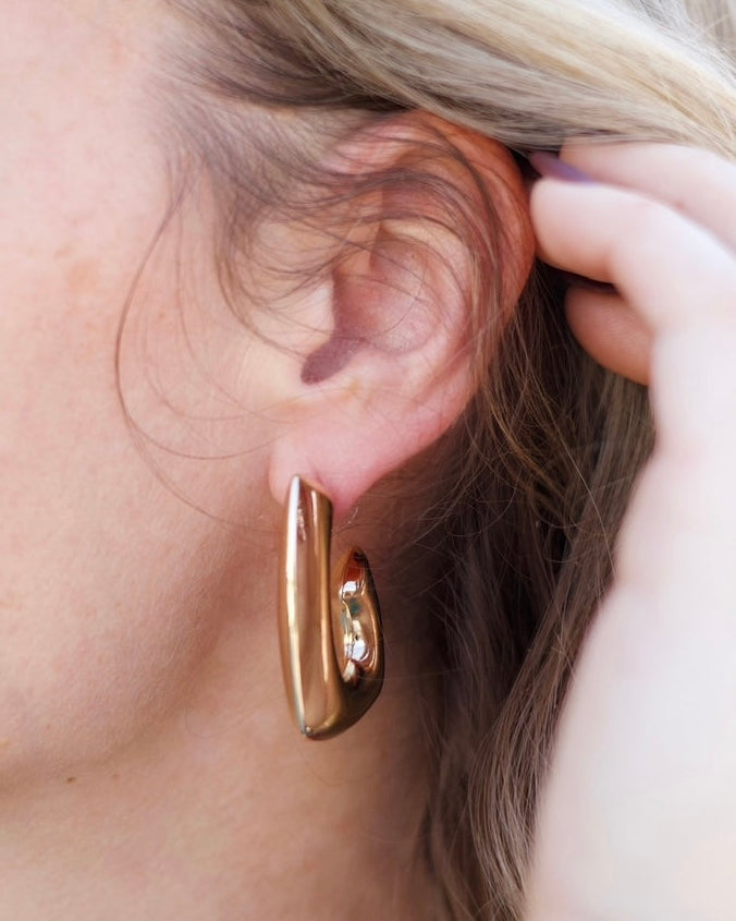 Gold Square Hoop Earrings - Gold