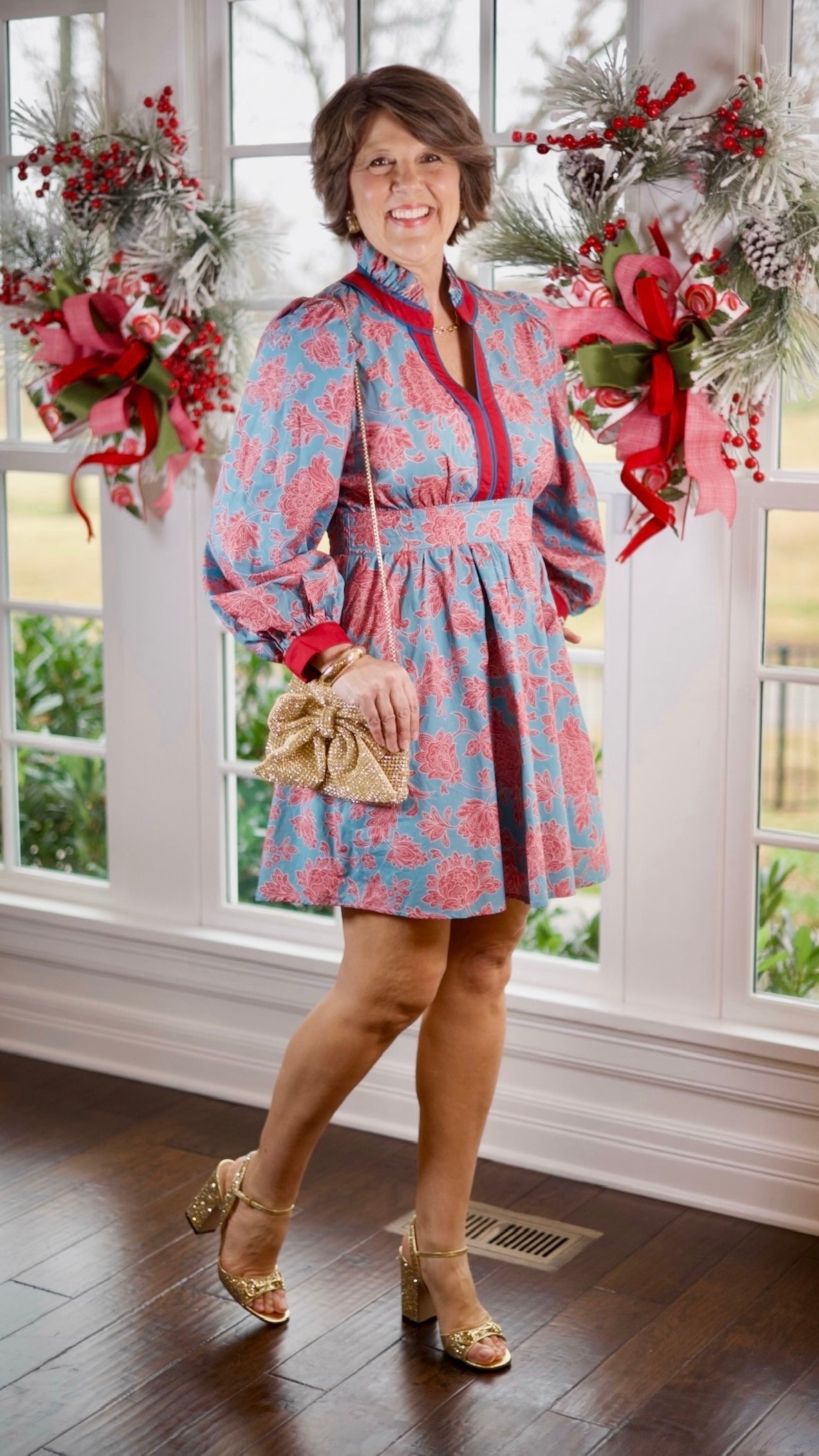 Kristen Floral Dress - Aqua