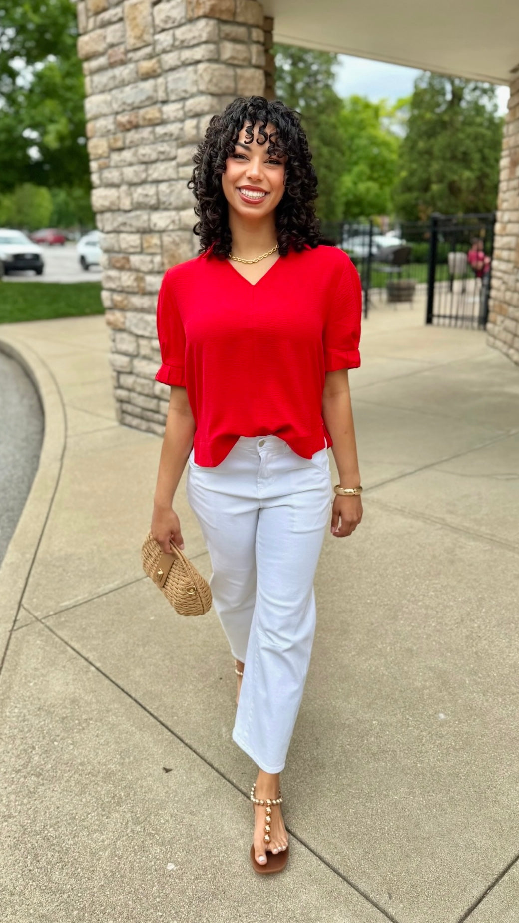 Tilly Collared Top - Red