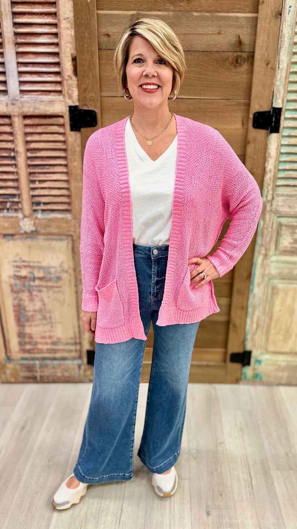 Slouch Knit Cardigan - Pink