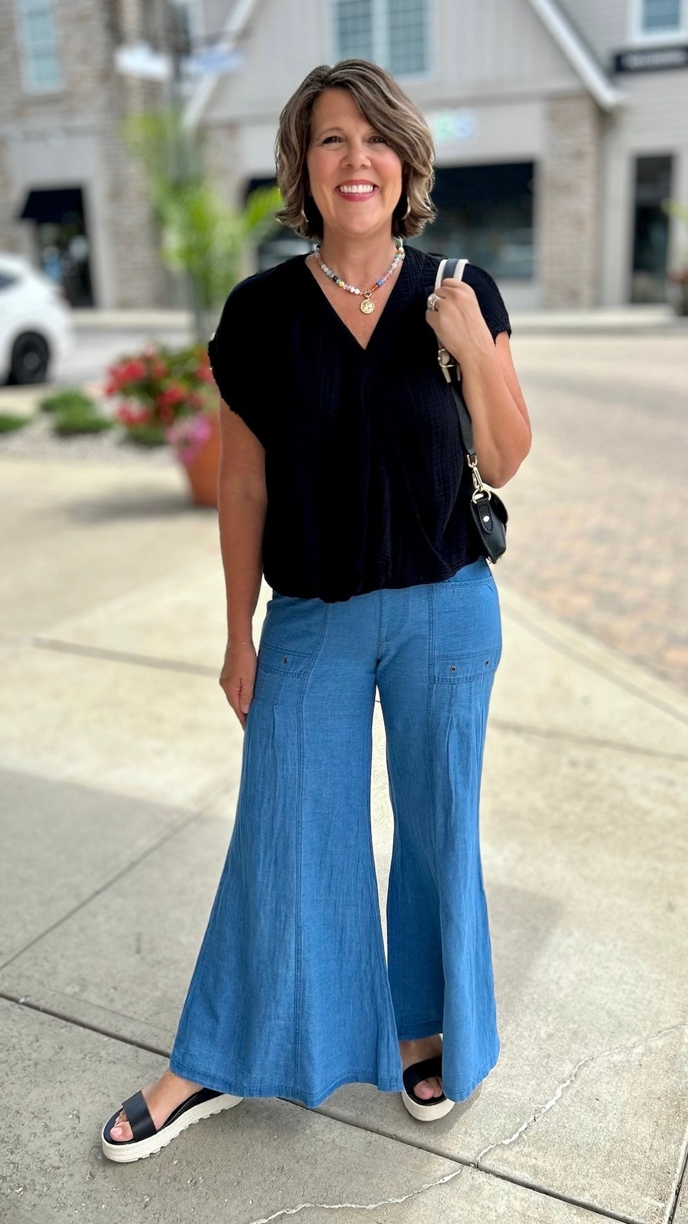 Michael Stars Evie Faux Wrap Top - Black