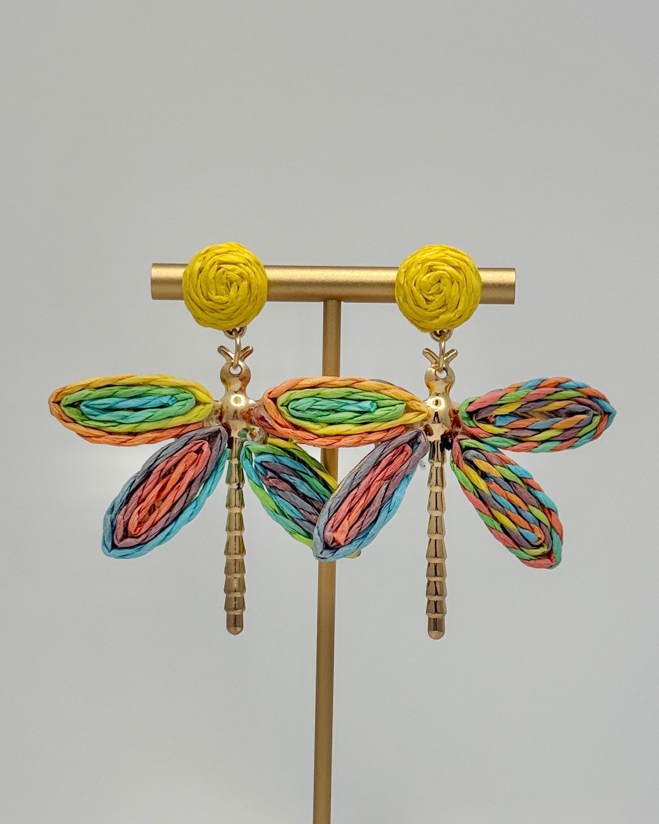 Multi Raffia Dragonfly Earrings