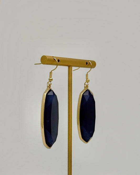 Hexagon Dangle Earrings - Navy