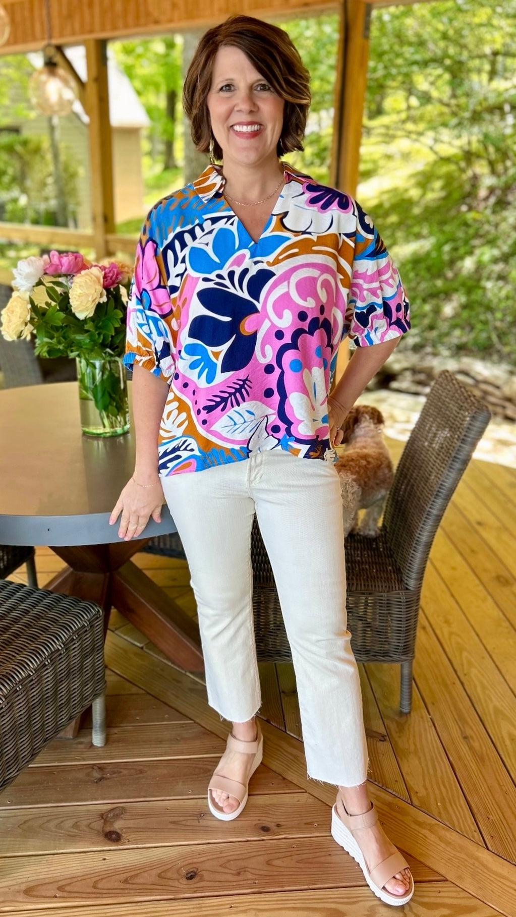 Gianna Flower Top - Pink