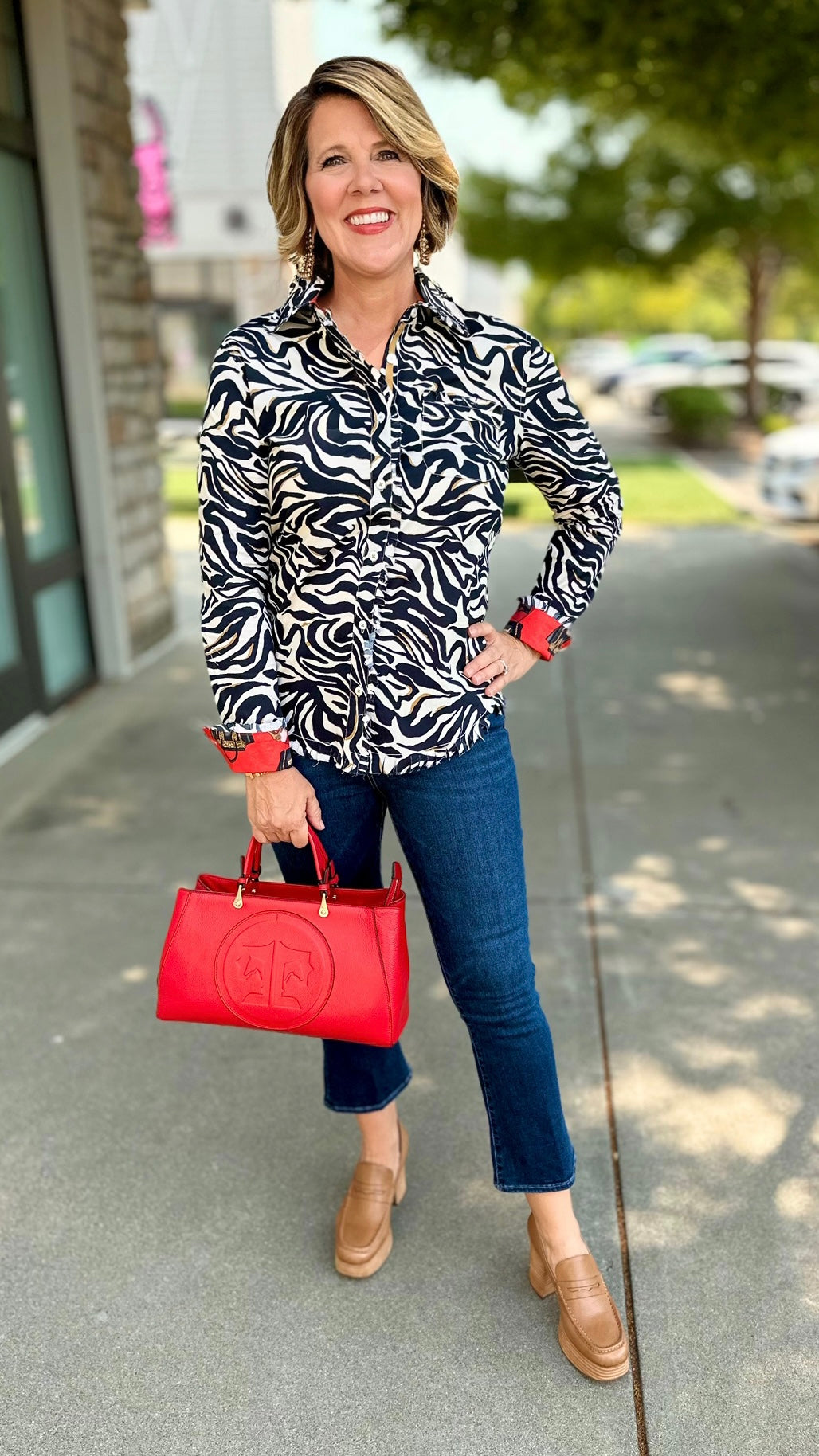 Dizzy Lizzy Black & White Zebra Print Blouse