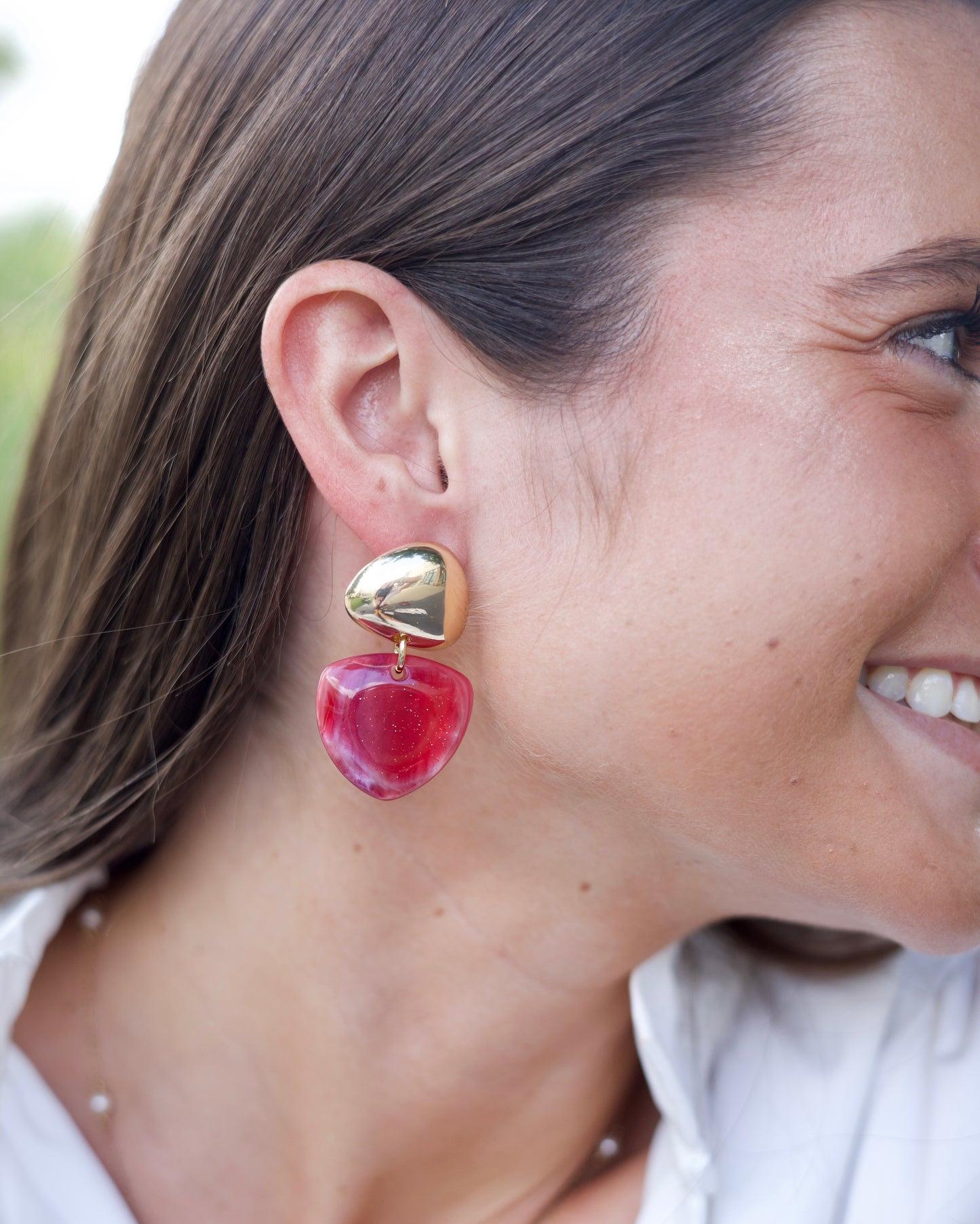 Triangle Drop Earrings - Red