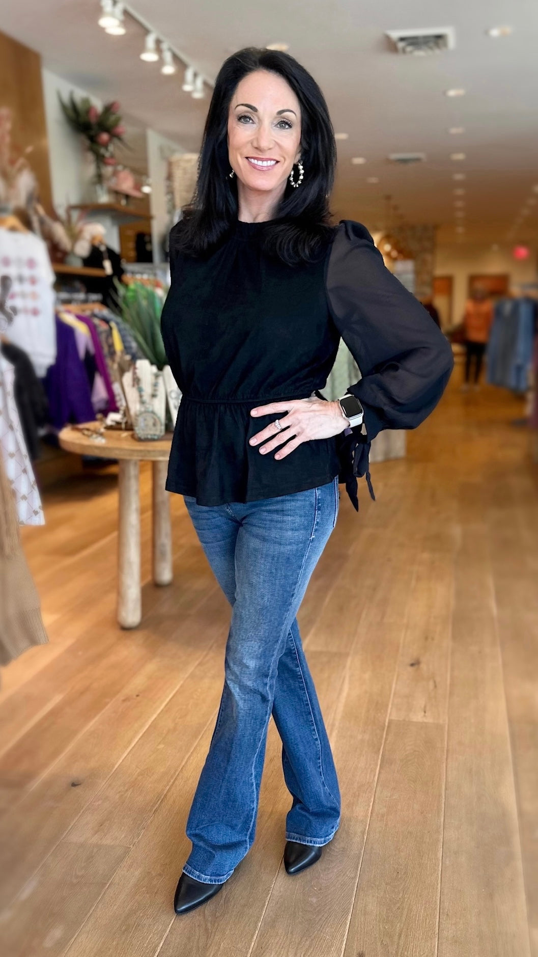 Manhattan Faux Suede Peplum Top