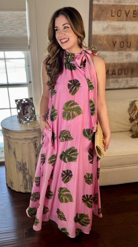 Fallon Palm Dress - Pink