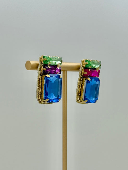 Crystal Gem Stud Earring - Multi