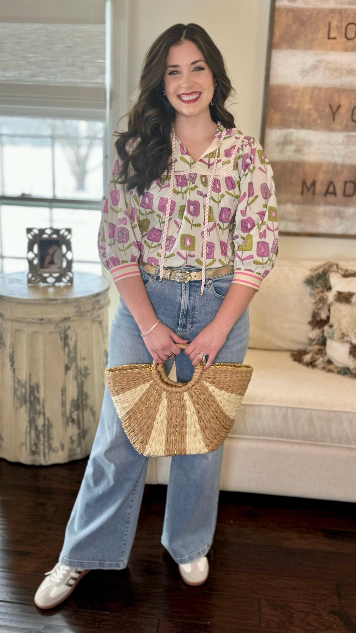 Flower Pops Blouse - Pink and Green