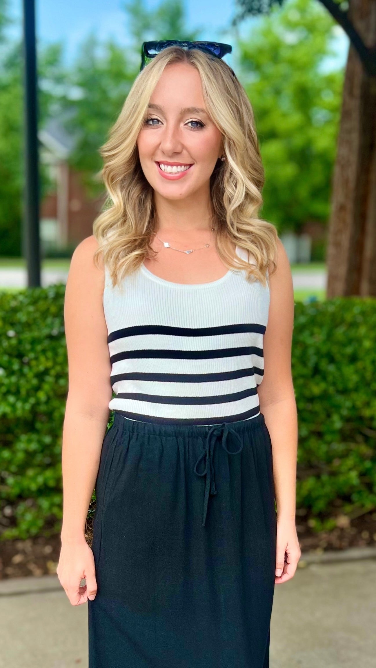 Dear John Oak Sweater Tank - White with Black