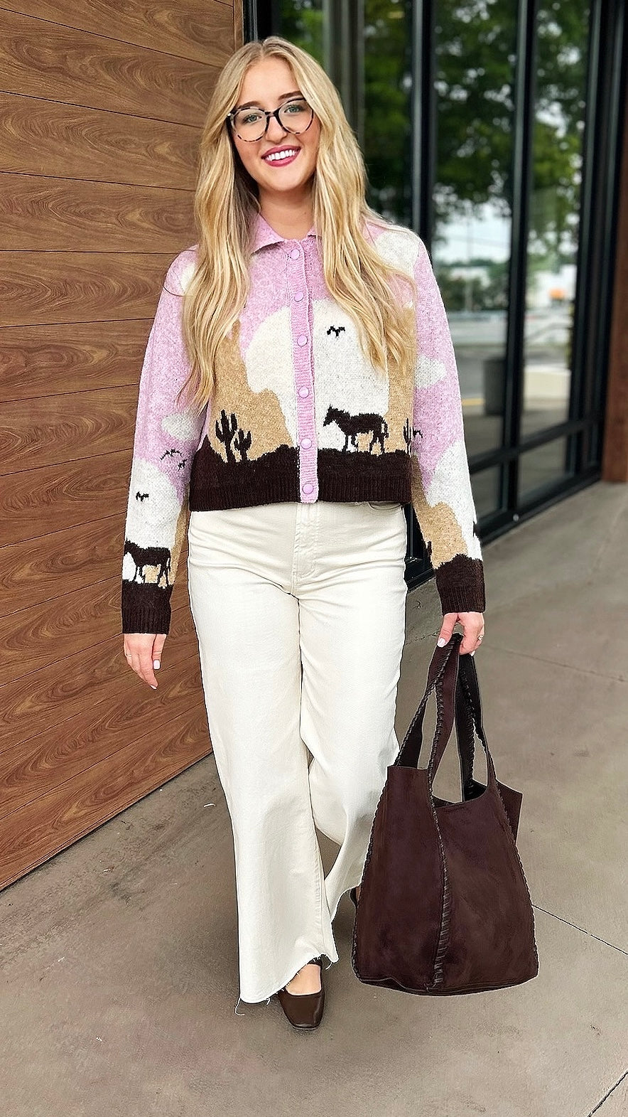 Colorado Horse Cardigan - Pink