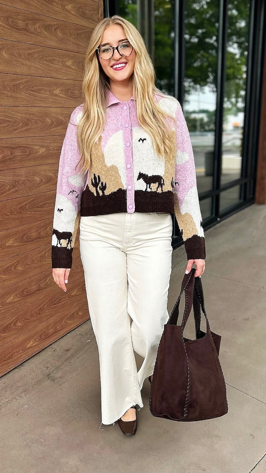 Colorado Horse Cardigan - Pink