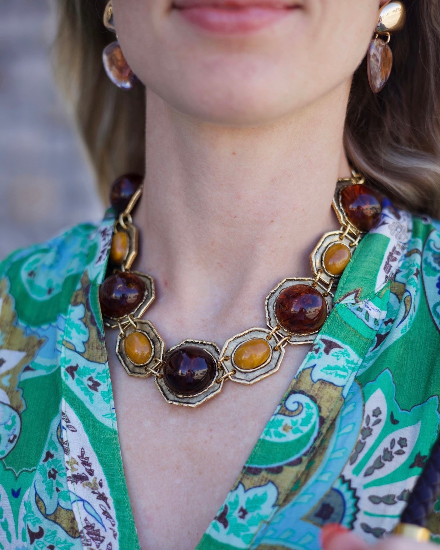 Rust & Gold Stone Necklace