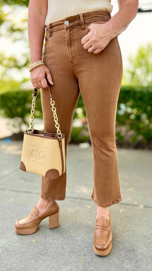 Dear John Jeanne Crop Microflare Jean - Burnt Sienna