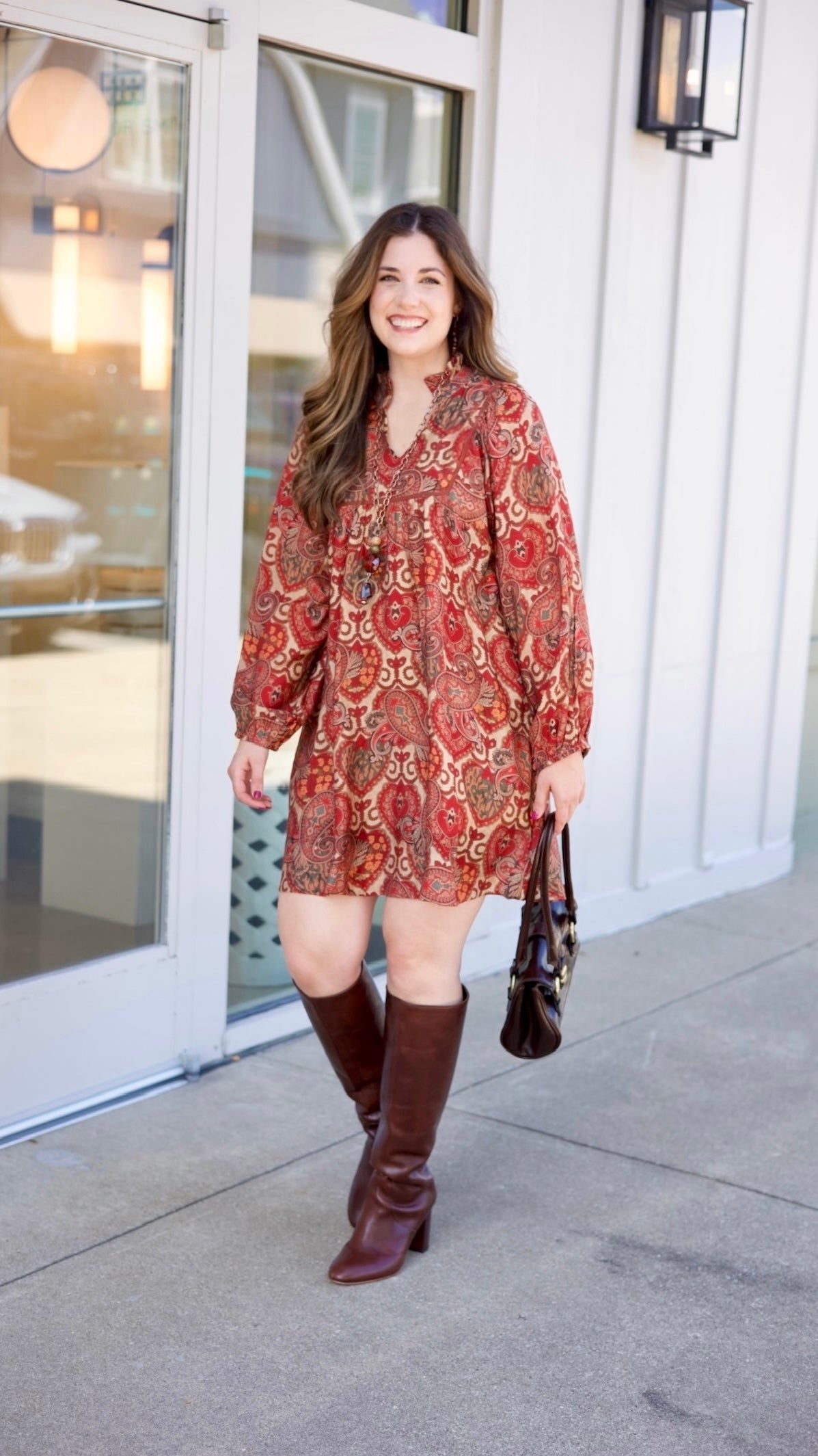 Autumn Paisley Dress - Brick