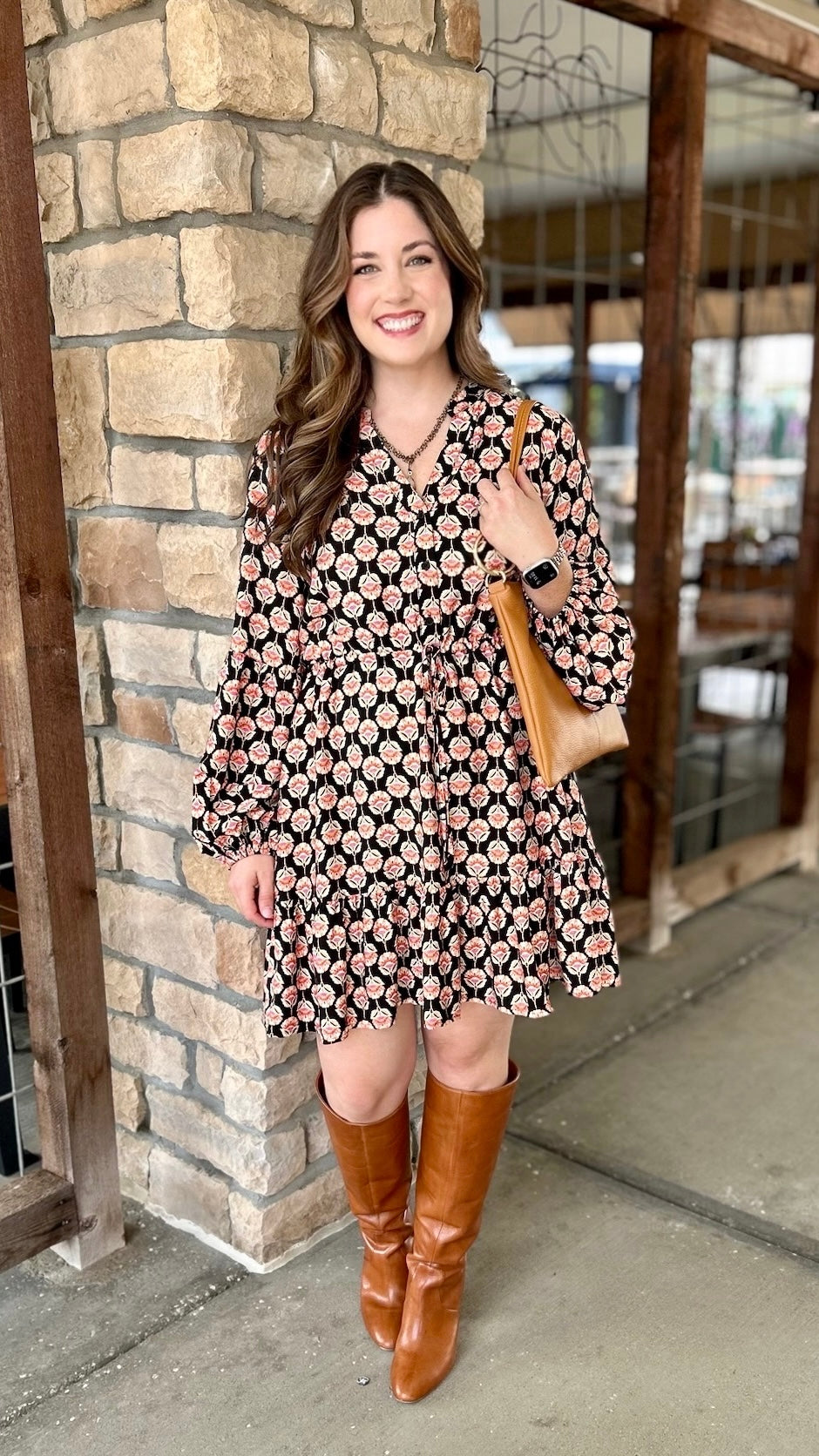 Bria Black Floral Dress - Black