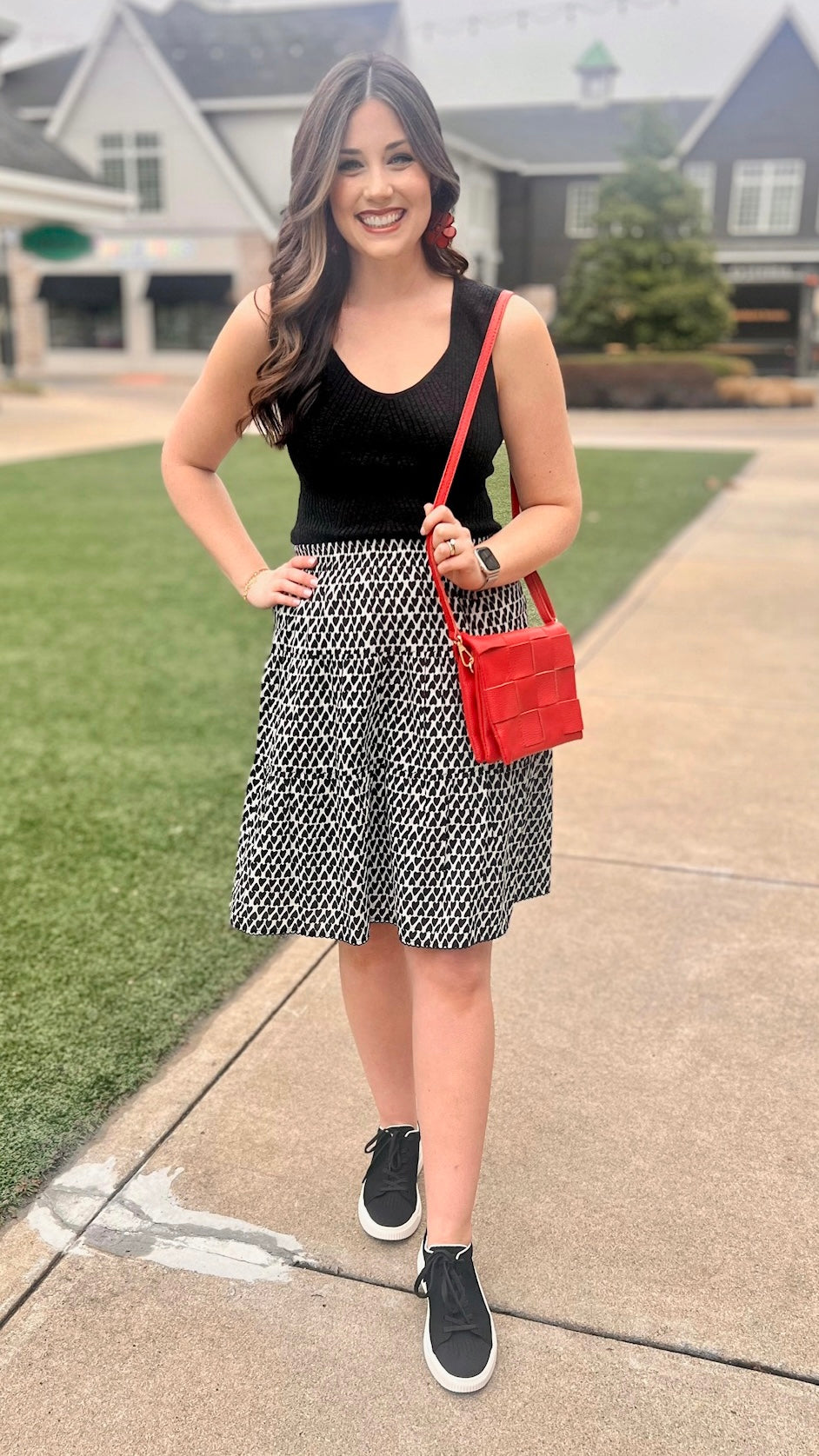 Ivy Jane Black Heart Print Cotton Skirt