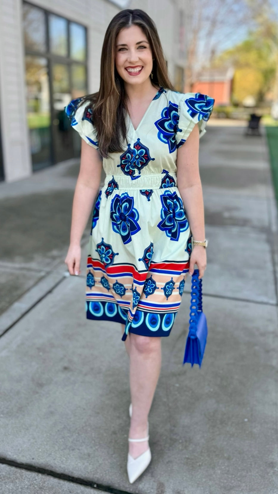 Arianna Geometric Floral Dress