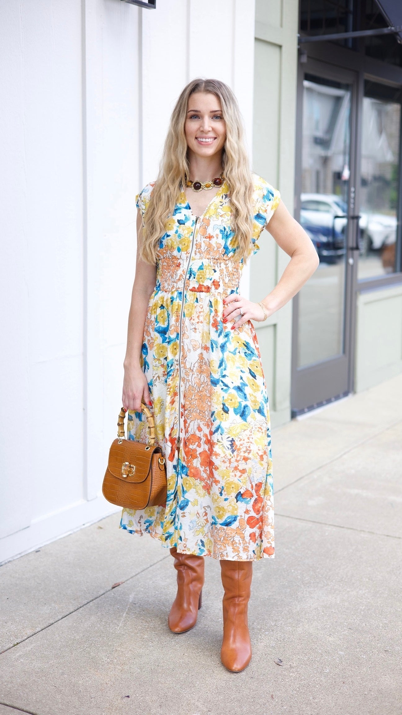Daphne Floral Dress - Mustard