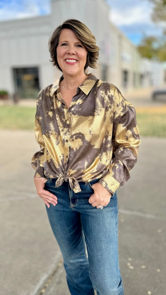 Gold and Taupe Shimmer Blouse